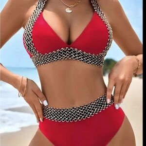 Red and Black Women's Bikini Set